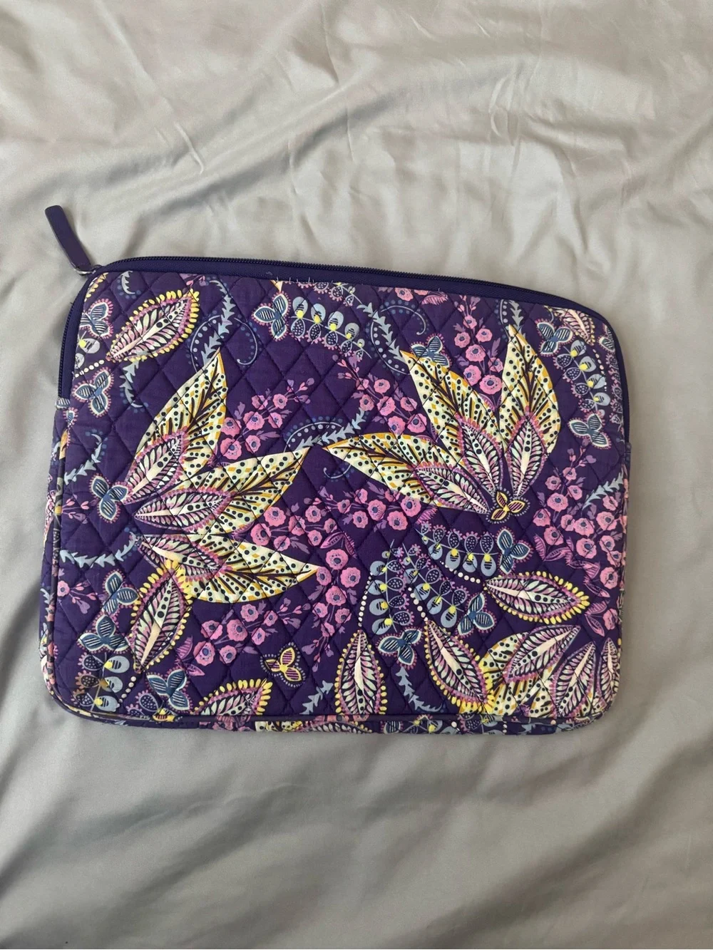 Vera Bradley Quilted Purple Floral Tech Sleeve
